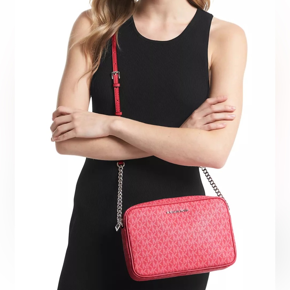 Michael Kors Large Jet Set Monogram Crossbody Bag - Picture 5 of 7
